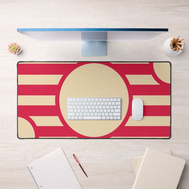 Crimson & Beige Sunburst Desk Mat – Customizable (Bureau 1)