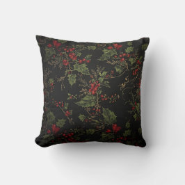Crimson Berries Holiday Throw Pillow. Kissen