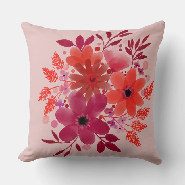 Crimson Bloom Bouquet Pillow Kissen (Vorderseite)