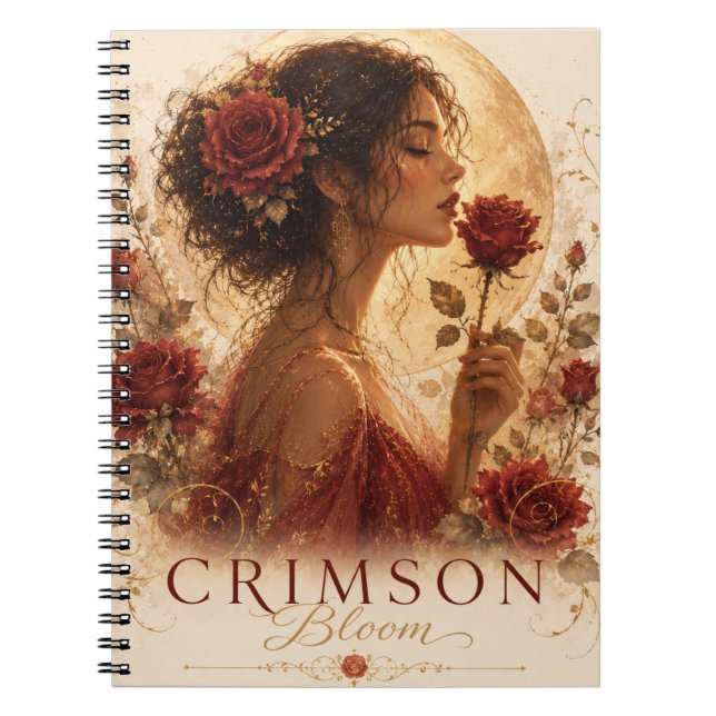 Crimson Bloom Premium Notizbuch  Notizblock (Vorderseite)