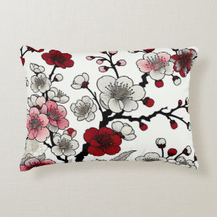 Crimson Blossom Elegance - japanisch Inspirierte F Dekokissen