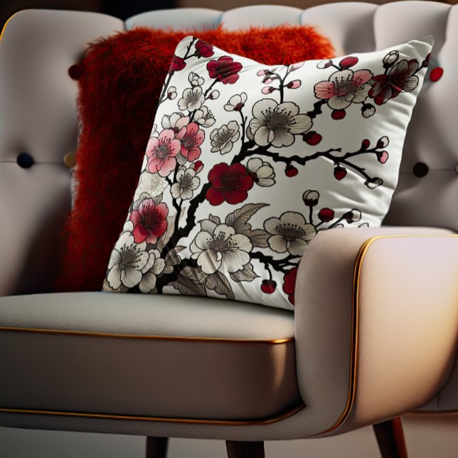 Crimson Blossom Elegance - japanisch Inspirierte F Kissen (Von Creator hochgeladen)