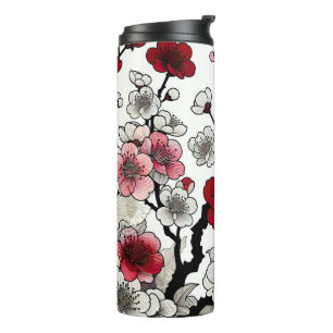 Crimson Blossom Elegance - japanisch Inspirierte F Thermosbecher