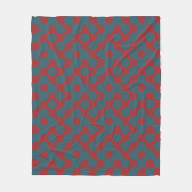 Crimson Blue Circle Geometric Art Nouveau Pattern Fleecedecke (Vorderseite)