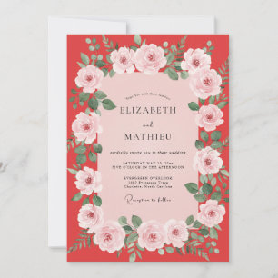 Crimson Blush Petal Hochzeit Einladung