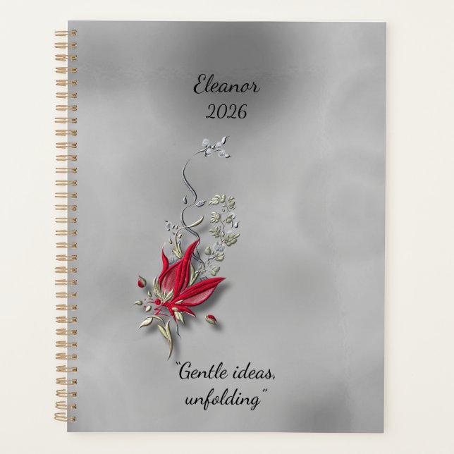 	Crimson Butterfly Bloom Spiral notebook  Planer (Vorderseite)