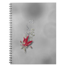 	Crimson Butterfly Bloom Spiral Notizbuch 