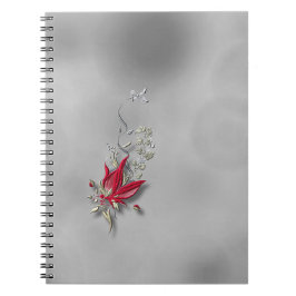 	Crimson Butterfly Bloom Spiral Notizbuch  Notizblock