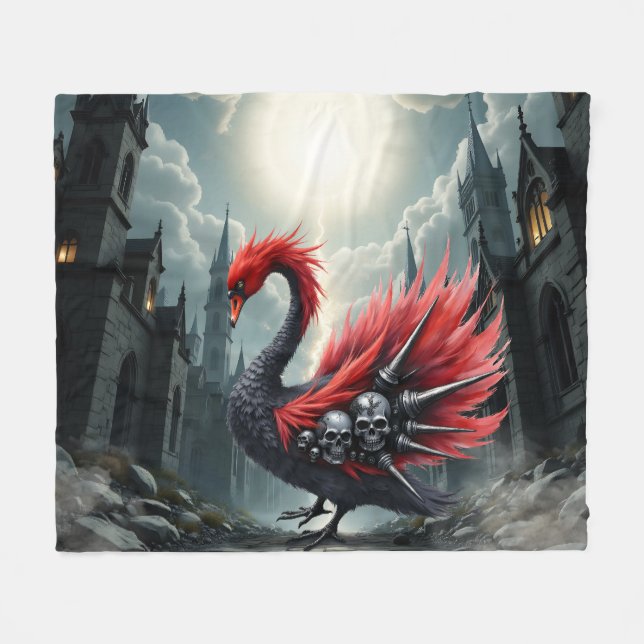 Crimson Cathedral Swan. Fleecedecke (Vorderseite (Horizontal))