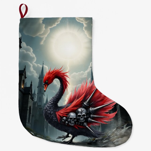 Crimson Cathedral Swan. Großer Weihnachtsstrumpf (Vorderseite)