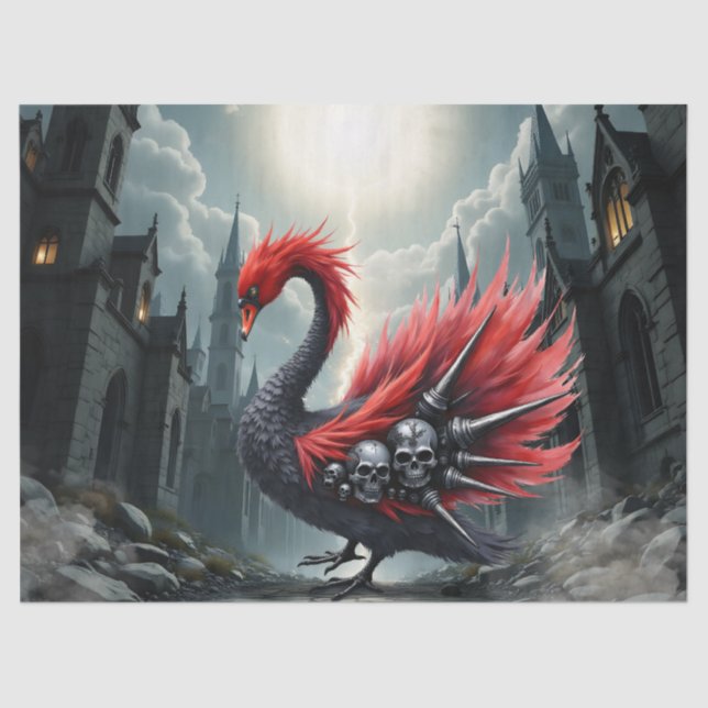 Crimson Cathedral Swan. Seidenpapier (Vorderseite)