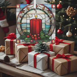 Crimson Christmas Candle Imitats festgehalten Ornament Aus Glas