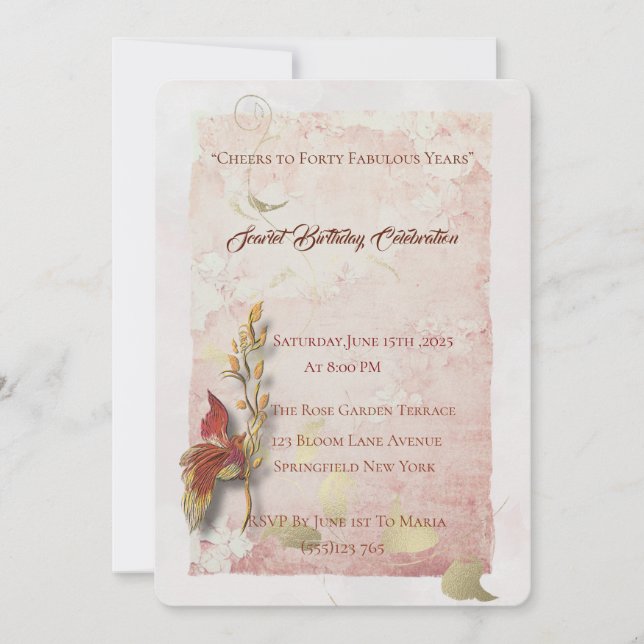 Crimson chuchote 40ème anniversaire invitation (Devant)