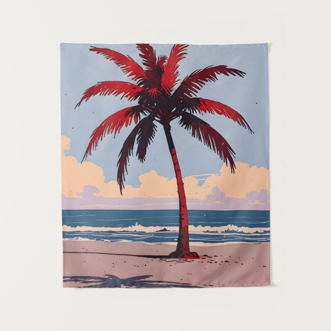 Crimson Coastline Wandteppich (Vorderseite)