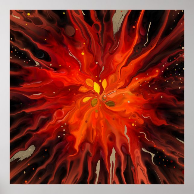 Crimson Core – Fiery Abstract Energy Burst Poster (Vorne)