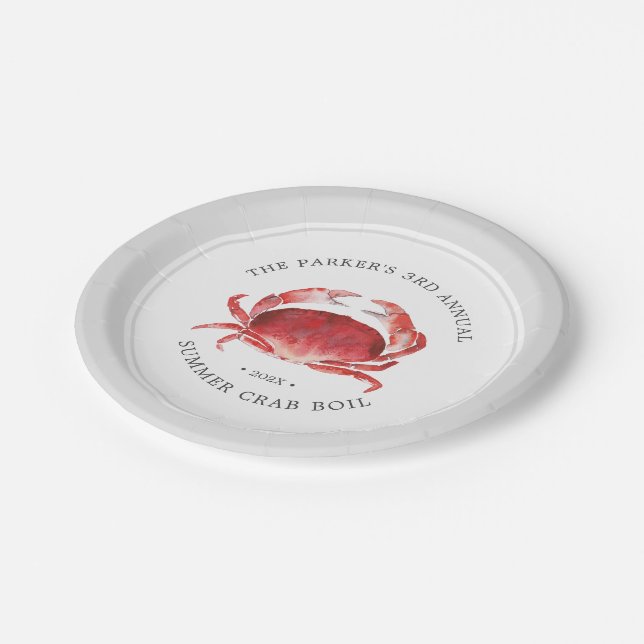 Crimson Crab | Crab Boil Event Grau Pappteller (Schrägansicht)