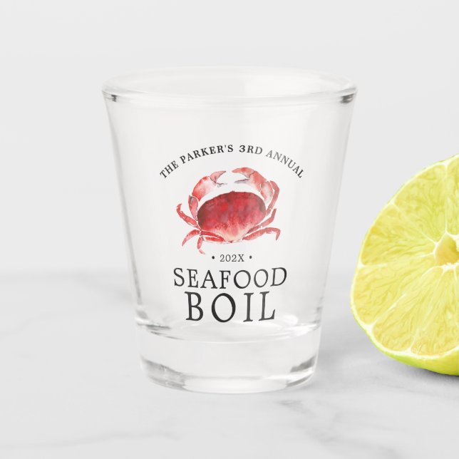 Crimson Crab| Crab Boil Theme Schnapsglas (Vorderseite)