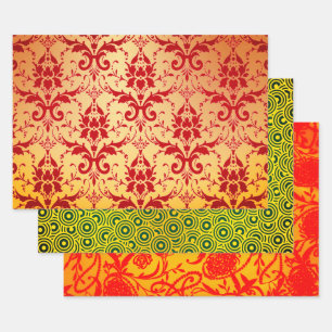 Crimson Damask, Pescara und Paisley Pearls Geschenkpapier Set