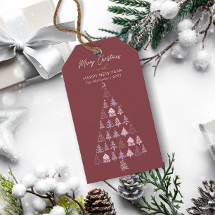 Crimson Doodle Weihnachtsbaum, Rentier, Sterne Geschenkanhänger