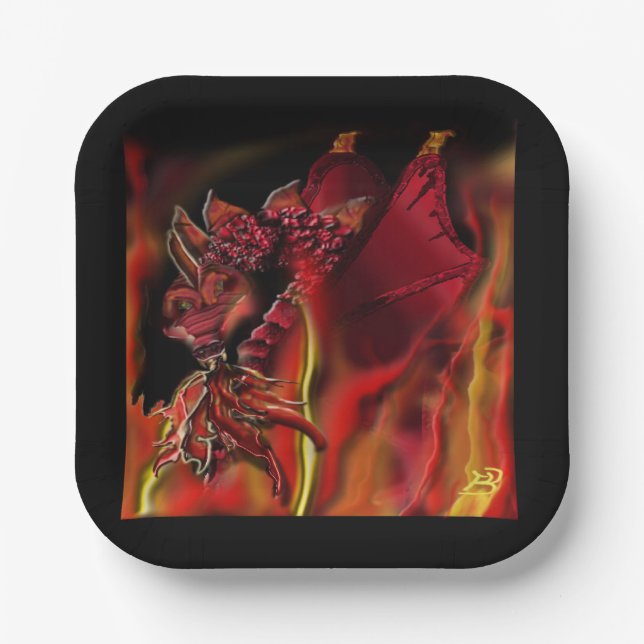 Crimson Dragon Paper Plate Pappteller (Vorderseite)