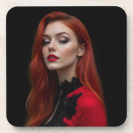 Crimson Elegance: Ein gotisches Portrait Getränkeuntersetzer