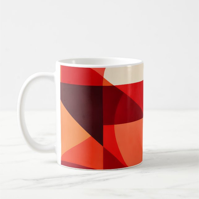 Crimson Ember Geometric Abstract Kaffeetasse (Links)