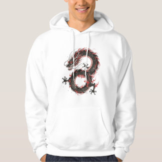 Crimson Ember Tinten-Drache Hoodie