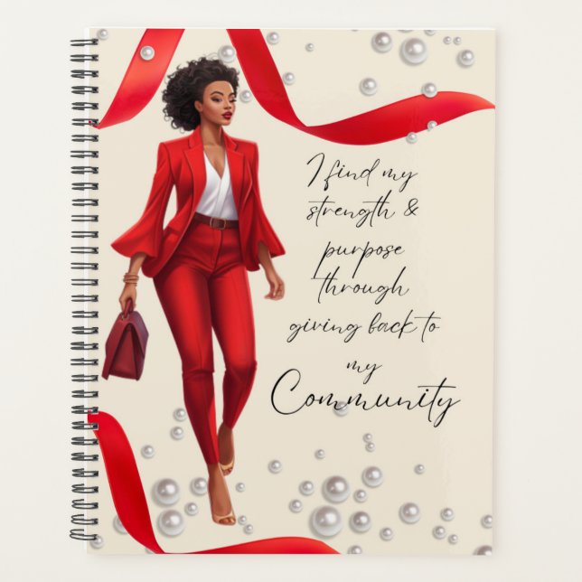 Crimson et crème Boss Lady Chick Planner (Devant)