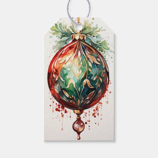 Crimson & Evergreen: Eine Fusion rot & grün Geschenkanhänger (Vorderseite)