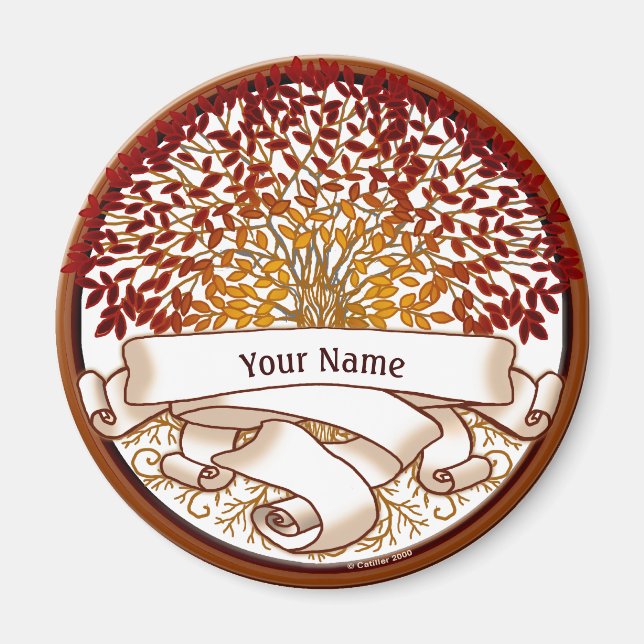 Crimson Family Tree Familienname Magnet (Vorne)