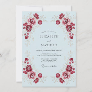 Crimson Floral Arch Hochzeit Einladung