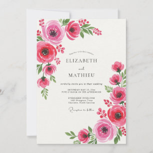 Crimson Floral Bloom Hochzeit Einladung