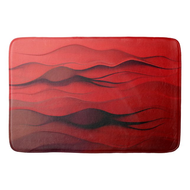 Crimson Flow – Abstract Red Waves of Motion Badematte (Vorderseite)