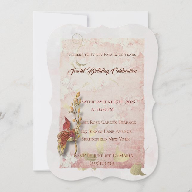 Crimson flüstert 40. Geburtstagseinladung Einladung (Vorderseite)