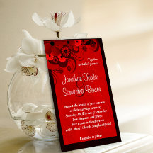 Crimson foncé Rouge Floral Faire-part de mariage g