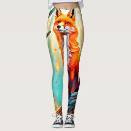Crimson Fox Scene Design Leggings