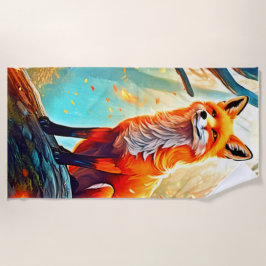 Crimson Fox Scene Design Strandtuch