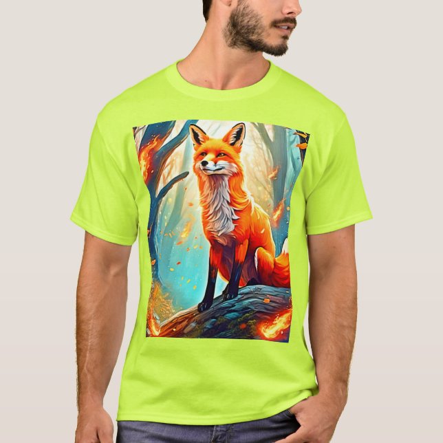 Crimson Fox Scene Design T-Shirt (Vorderseite)