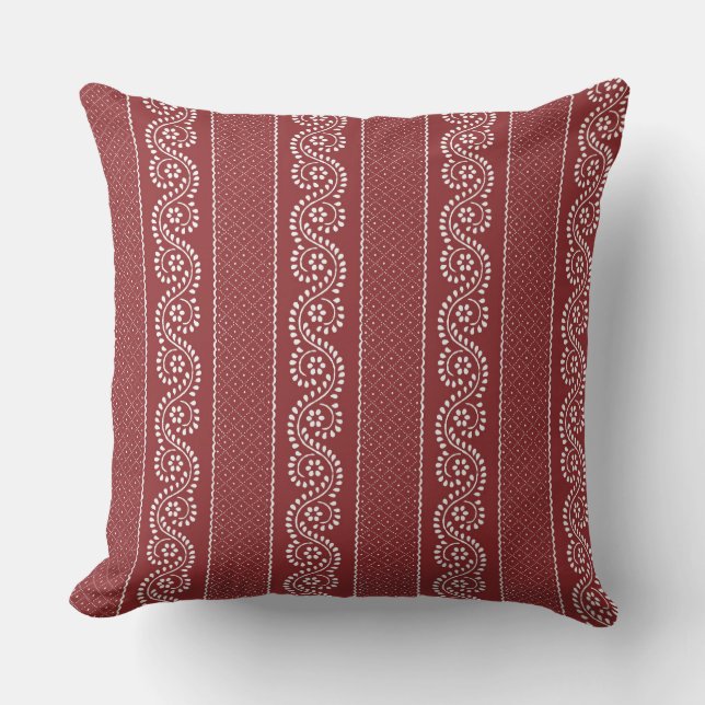Crimson French Country Strip Kissen (Vorderseite)