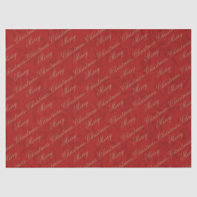 Crimson "Frohe Weihnachten" Gold Script Seidenpapier (Vorderseite)
