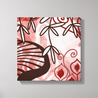 Crimson Garden – Abstrakte botanische Muster-Kunst Leinwanddruck