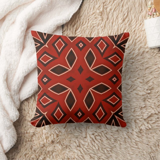 Crimson Geometric Kaleidoscope Kissen (Decke)