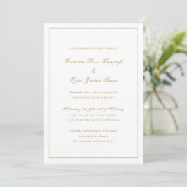 Crimson Gold Simple Wedding Einladung