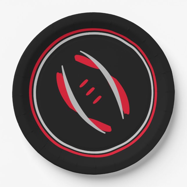 Crimson/Graue/Schwarzer Fußball 9" Teller (Vorderseite)