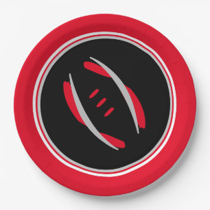 Crimson/Graue/Schwarzer Fußball 9" Teller