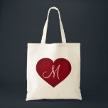 Crimson Heart - Monogramm Tragetasche<br><div class="desc">Dieser Leinensack weist ein formschön krummes Herz auf,  überlagert von einem Vorlagentext Monogramm Herz. Klicken Sie auf "Anpassen",  um das Bild des beschädigten Herzens zu verändern/neu zu positionieren und Text oder Monogramm mit der Wahl des Schriftartes,  der Größe und der Farbe zu personalisieren. Großartiges Brautjunggeschenk.</div>