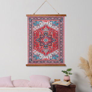 Crimson Heirloom: Marokkanischer Teppichkunst-Erbe Wandteppich Mit Holzrahmen