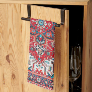 Crimson Heirloom: marokkanisches Erbe Rug Art Geschirrtuch