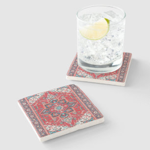 Crimson Heirloom: marokkanisches Erbe Rug Art Steinuntersetzer