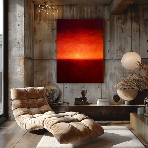 Crimson Horizon Abstrakt mit leuchtendem orangem L Poster